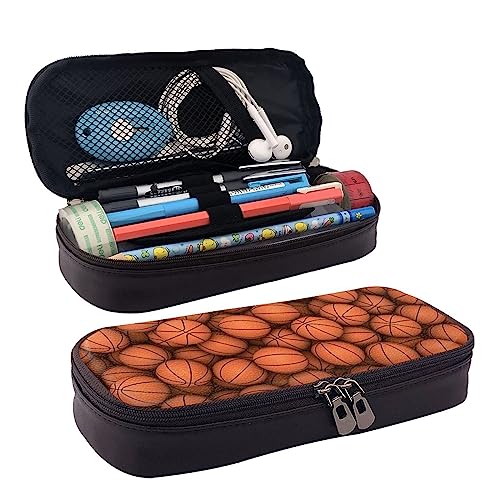 OPSREY Federmäppchen mit Bärentanzung, Batikmuster, bedruckt, Leder, tragbar, Schreibwaren-Tasche, praktischer Organizer, Basketball orange, Einheitsgröße, Münzbeutel von OPSREY