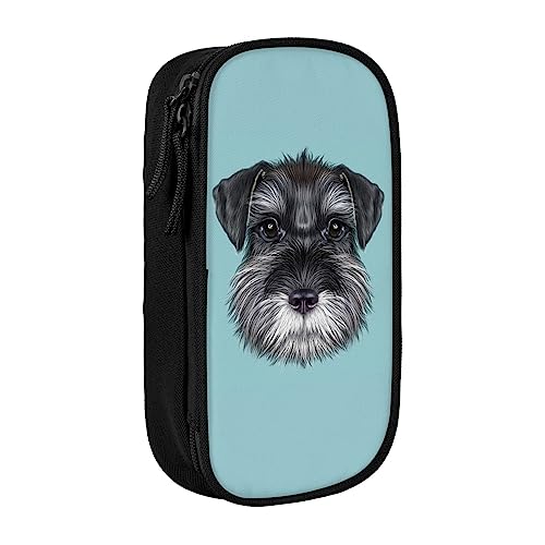 OPSREY Federmäppchen mit Schnauzer, blau, bedruckt, großes Fassungsvermögen, tragbare Schreibwarentasche, multifunktionaler Organizer von OPSREY