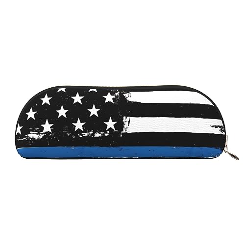 OPSREY Federmäppchen mit Totenkopf-Motiv, Leder, für Schreibwaren, Retro Blue Thin Line USA-Flagge, Einheitsgröße, Münzbeutel von OPSREY