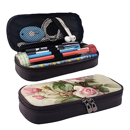 OPSREY Federmappe mit Gänseblümchen-Motiv, bedruckt, Leder, tragbar, Schreibwaren-Tasche, praktischer Organizer, Rosa Vintage Rose, Einheitsgröße, Münzbeutel von OPSREY