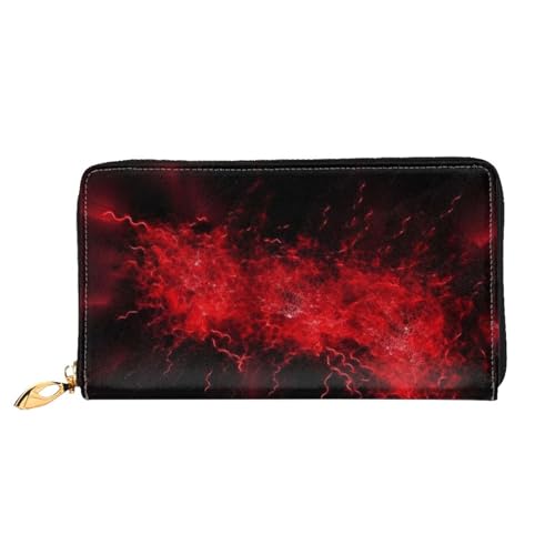 OPSREY Fireworks Sky Printed Leather Long Clutch Wallet Women Travel Wallet Credit Card Wallet, Explosion Burst Red Black, Einheitsgröße von OPSREY