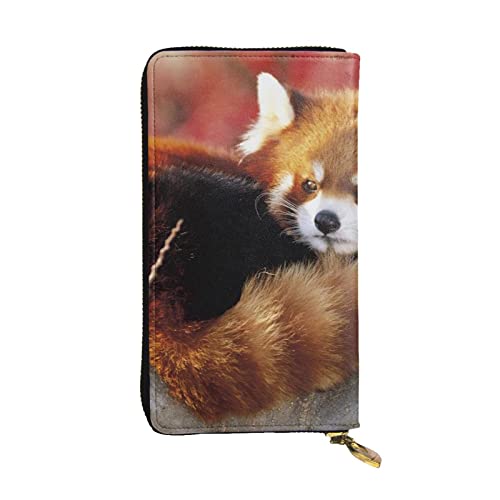 OPSREY French Dog bedruckte lange Geldbörse aus echtem Leder, Münzgeldbörse, Clutch, Geldbörse, Reißverschluss, Karten-Aufbewahrungstasche, Red Panda, Einheitsgröße von OPSREY