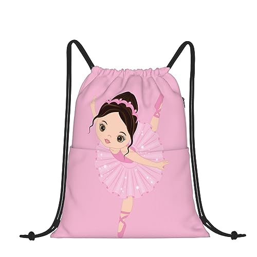 OPSREY Frühling Gänseblümchen gedruckt Kordelzug Rucksack Sport Fitness Tasche Tragbare Reisetasche, Little Ballerina, tanzendes Mädchen, One size von OPSREY