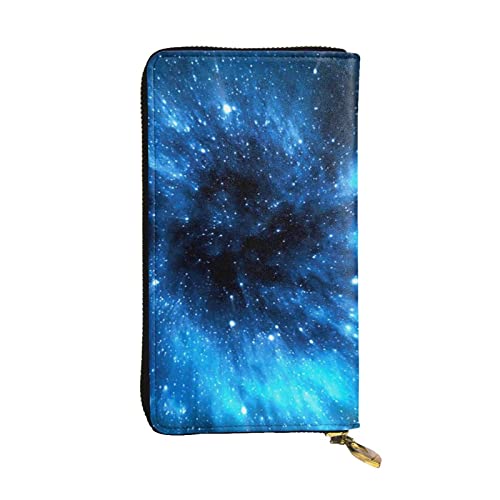 OPSREY Galaxy Print Lange Brieftasche Leder Frauen Reißverschluss Rund Geldbörse Clutch Tasche Reise Kartenhalter Geldbörse, Schwarz, Einheitsgröße, Schwarz , Einheitsgröße von OPSREY