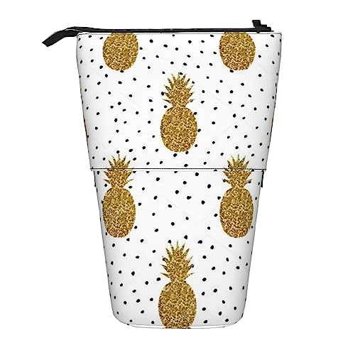 OPSREY Hammerhead Sharks Printed Retractable Pencil Case Vertical Organizer Stationery Organizer Portable Zipper Pencil Pouch, Gold Glitter Ananas Obst, Einheitsgröße, Münzbeutel von OPSREY