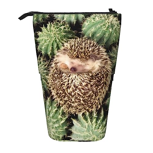 OPSREY Igel Kaktus Gedruckt Vertikale Bleistift Tasche Einziehbare Schreibwaren Organizer Portable Organizer von OPSREY