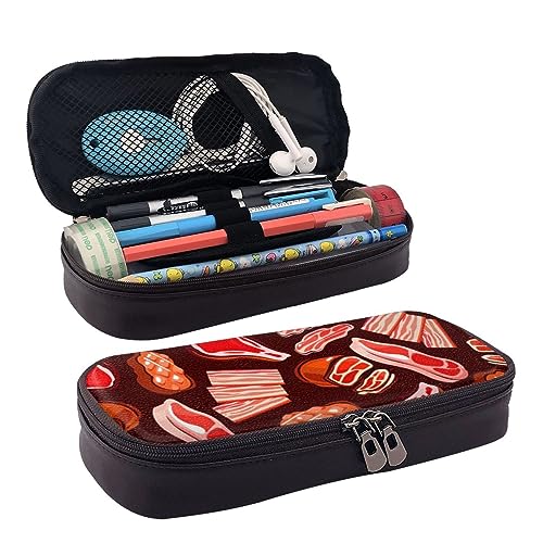 OPSREY Köstliche süße Ramen bedruckte Leder-Klappe Federmäppchen Tragbare Schreibwaren Tasche Handy Organizer, Speckmuster, Einheitsgröße, Münzbeutel von OPSREY