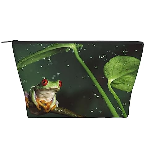 OPSREY Kosmetiktasche mit Friedensbaum-Frosch-Aufdruck, tragbar, wasserdicht, Reißverschluss, Kulturbeutel für Frauen, Reisen, Schwarz, Einheitsgröße, Schwarz , Einheitsgröße von OPSREY