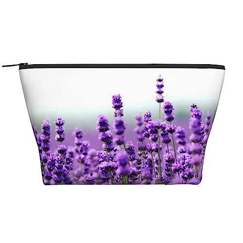 OPSREY Kosmetiktasche mit Lavendel-Aufdruck, tragbar, wasserdicht, Reißverschluss, Kulturbeutel für Damen, Schwarz, Einheitsgröße, Schwarz , Einheitsgröße von OPSREY