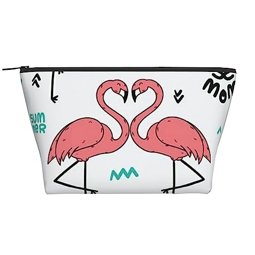 OPSREY Kosmetiktasche mit pinkem Flamingo-Druck, tragbar, wasserdicht, Reißverschluss, Kulturbeutel für Frauen, Reisen, Schwarz, Einheitsgröße, Schwarz , Einheitsgröße von OPSREY