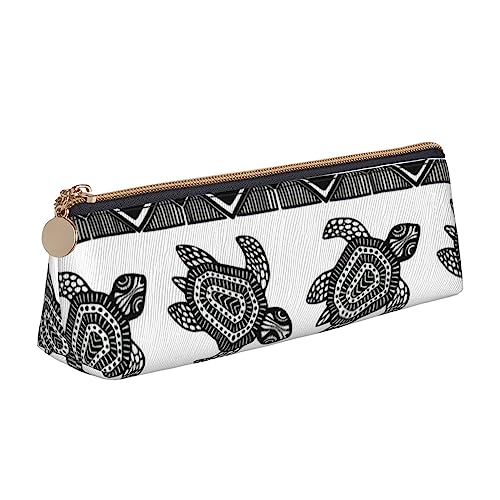 OPSREY Kostenlose Whitetail Deer Gedruckt Dreieck Bleistift Beutel Reißverschluss Bleistift Tasche Schreibwaren Fall Portable Organizer, Ethnische Schildkröte, gestreift, Einheitsgröße, Münzbeutel von OPSREY