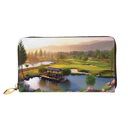 OPSREY Lange Clutch-Geldbörse aus Leder, Motiv: Fußballnetzwerk, Golf Resort Park, Einheitsgröße von OPSREY