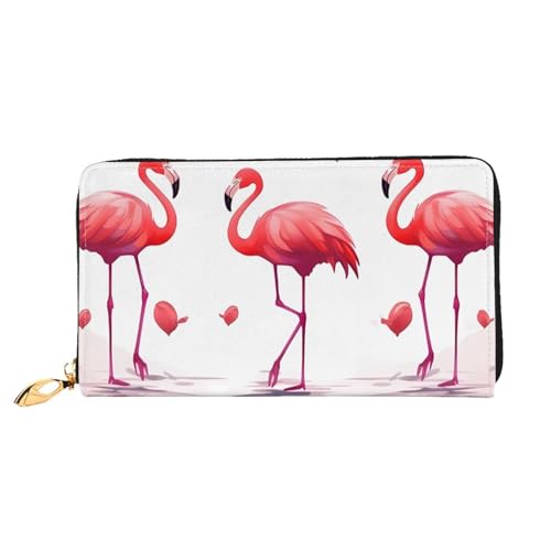 OPSREY Lange Clutch-Geldbörse aus Leder, Motiv: Fußballnetzwerk, Schöne rosa Flamingos, Einheitsgröße von OPSREY