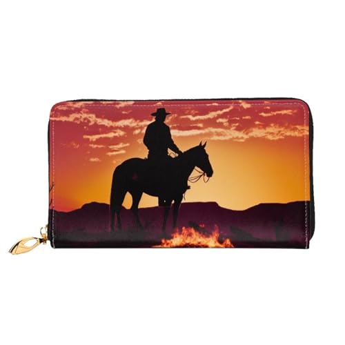 OPSREY Lange Clutch aus Leder, Motiv: Berg, Ozean, bedruckt, Damen, Reisebrieftasche, Kreditkartenetui, Cowboy West, Einheitsgröße von OPSREY