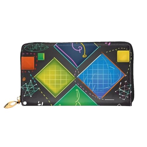 OPSREY Lange Clutch aus Leder, Motiv: Berg, Ozean, bedruckt, Damen, Reisebrieftasche, Kreditkartenetui, Mathematikquiz, Einheitsgröße von OPSREY