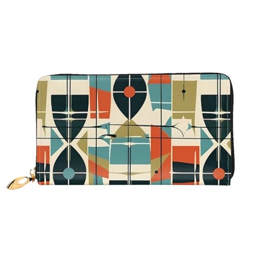 OPSREY Lange Clutch aus Leder, Motiv: Berg, Ozean, bedruckt, Damen, Reisebrieftasche, Kreditkartenetui, Modern Mid Century, Einheitsgröße von OPSREY