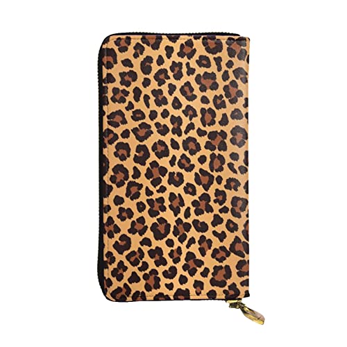 OPSREY Leopard Muster Druck Lange Brieftasche Leder Frauen Reißverschluss Rund Geldbörse Clutch Tasche Reise Kartenhalter Geldbörse, Schwarz, Einheitsgröße, Schwarz , Einheitsgröße von OPSREY