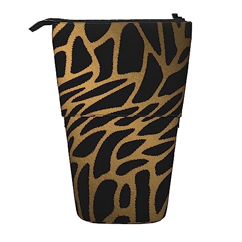 OPSREY Leopard Tiger Print Teleskop Bleistift Fall Stifthalter Multifunktions Stehen Bleistift Tasche Für Frauen Männer, Schwarz , Einheitsgröße von OPSREY