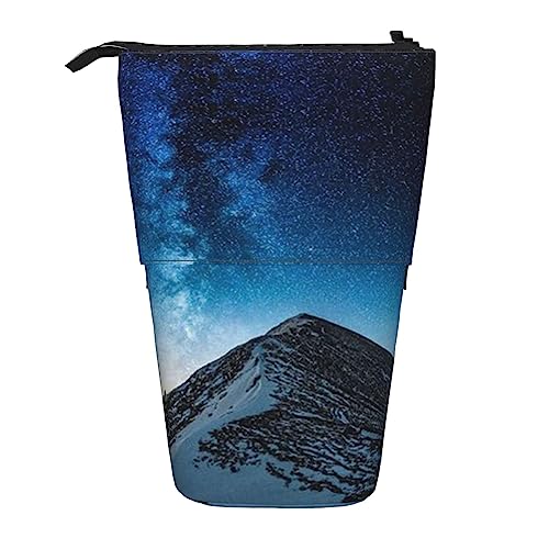 OPSREY Light Mountain Print Teleskop Federmäppchen Stifthalter Multifunktions Stehen Bleistift Tasche Für Frauen Männer, Schwarz , Einheitsgröße von OPSREY