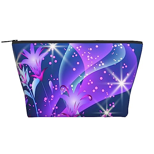 OPSREY Lila Schmetterling Print Make-up Tasche Kosmetiktasche Tragbare Wasserdichte Reißverschluss Kulturbeutel Für Frauen Reisen, Schwarz, Einheitsgröße, Schwarz , Einheitsgröße von OPSREY