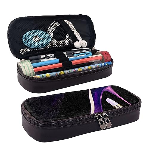 OPSREY Lustiges Federmäppchen mit Mops-Motiv, bedruckt, großes Fassungsvermögen, tragbarer Organizer, Elegante lila High Heels mit Lippenstift, Einheitsgröße, Münzbeutel von OPSREY