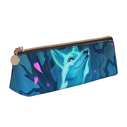 OPSREY Marmor Gemischt Braun Gedruckt Dreieck Bleistift Tasche Reißverschluss Bleistift Tasche Schreibwaren Fall Tragbare Veranstalter, Magic Blue Fox, Einheitsgröße, Münzbeutel von OPSREY