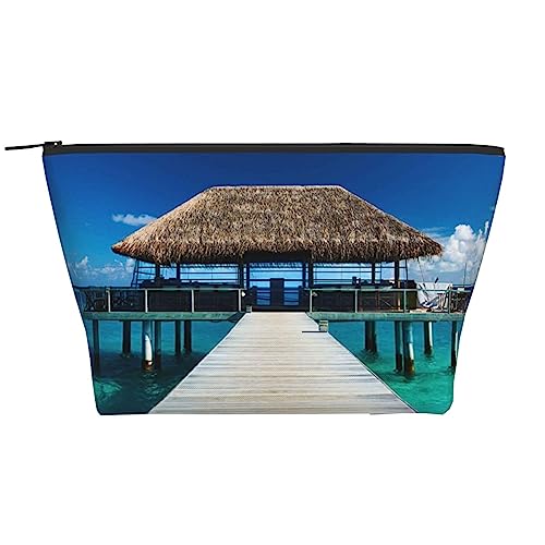 OPSREY Moderne Seascape Bild Druck Make-up Tasche Kosmetiktasche Tragbare Wasserdichte Reißverschluss Kulturbeutel Für Frauen Reisen, Schwarz, Einheitsgröße, Schwarz , Einheitsgröße von OPSREY