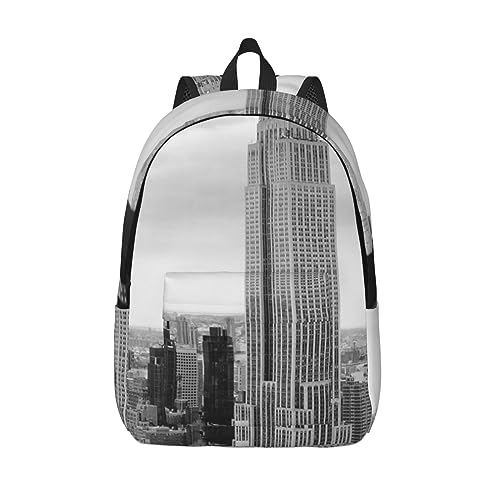 OPSREY New York City Print Canvas Rucksack Casual Daypack Große Kapazität Laptop Tasche Reiserucksack Für Damen Herren, Schwarz , M von OPSREY