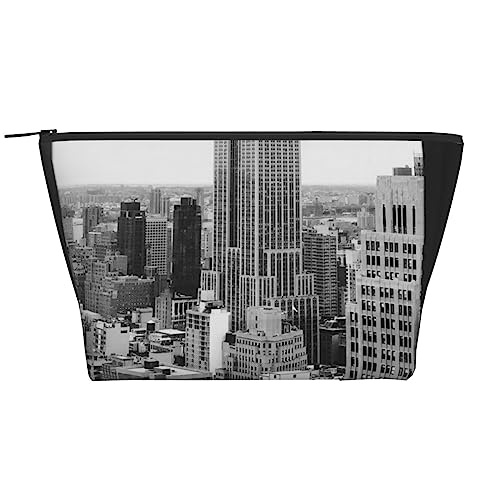 OPSREY New York City Print Make-up Tasche Kosmetiktasche Tragbare Wasserdichte Reißverschluss Kulturtasche Für Frauen Reisen, Schwarz, Einheitsgröße, Schwarz , Einheitsgröße von OPSREY