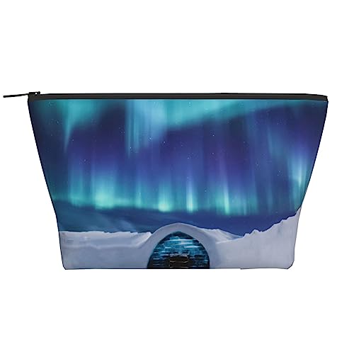 OPSREY Northern Lights Print Make-up-Tasche Kosmetiktasche Tragbare Wasserdichte Reißverschluss Kulturtasche Für Frauen Reisen, Schwarz, Einheitsgröße, Schwarz , Einheitsgröße von OPSREY