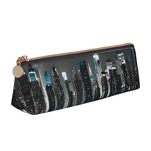 OPSREY Ocean Underwater Delphin Fish Printed Triangle Pencil Pouch Zipper Pencil Bag Stationery Case Portable Organizer, New York Gemälde, Einheitsgröße, Münzbeutel von OPSREY