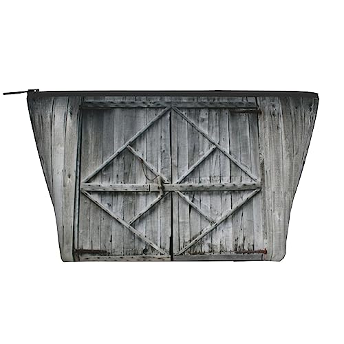 OPSREY Old Barn Doors Print Make-up Tasche Kosmetiktasche Tragbare Wasserdichte Reißverschluss Kulturbeutel Für Frauen Reisen, Schwarz, Einheitsgröße, Schwarz , Einheitsgröße von OPSREY