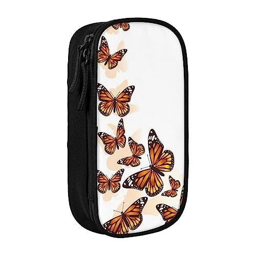 OPSREY Orange Schmetterling gedruckt Große Kapazität Bleistift Fall Bleistift Beutel Tragbare Schreibwaren Tasche Multifunktions Organizer von OPSREY