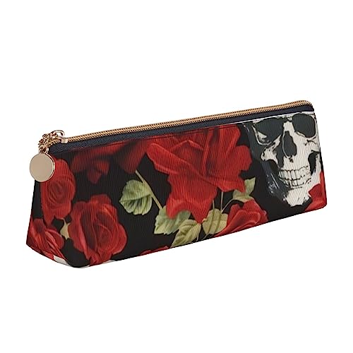 OPSREY Pailletten Muster Gedruckt Dreieck Bleistift Beutel Reißverschluss Bleistift Tasche Schreibwaren Fall Portable Organizer, Rose Skull, Einheitsgröße, Münzbeutel von OPSREY