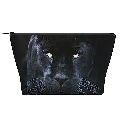 OPSREY Panther mit blauen Augen Print Make-up Tasche Kosmetiktasche Tragbare Wasserdichte Reißverschluss Kulturbeutel Für Frauen Reisen, Schwarz, Einheitsgröße, Schwarz , Einheitsgröße von OPSREY