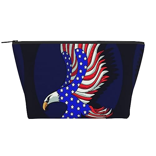 OPSREY Patriotischer Adler-Druck Make-up-Tasche Kosmetiktasche Tragbare Wasserdichte Reißverschluss Kulturbeutel Für Frauen Reisen, Schwarz, Einheitsgröße, Schwarz , Einheitsgröße von OPSREY