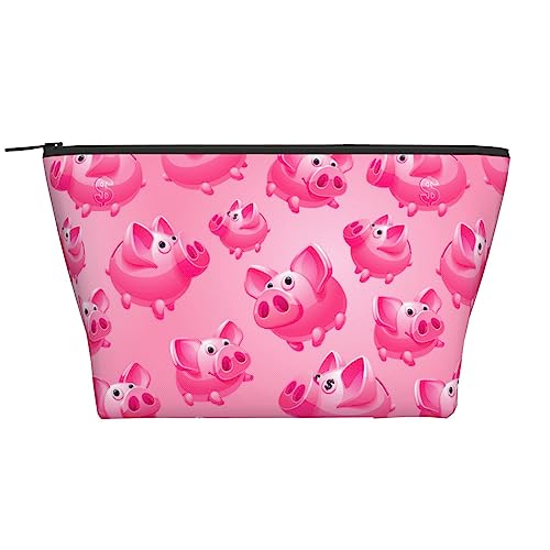 OPSREY Pink Pig Print Make-up-Tasche Kosmetiktasche Tragbare Wasserdichte Reißverschluss Kulturbeutel Für Frauen Reisen, Schwarz, Einheitsgröße, Schwarz , Einheitsgröße von OPSREY