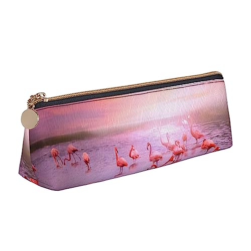 OPSREY Pizza Constellation Gedruckt Dreieckige Bleistift Fall Schreibwaren Organizer Tragbare Bleistift Fall, Rosa Flamingos2, Einheitsgröße, Münzbeutel von OPSREY