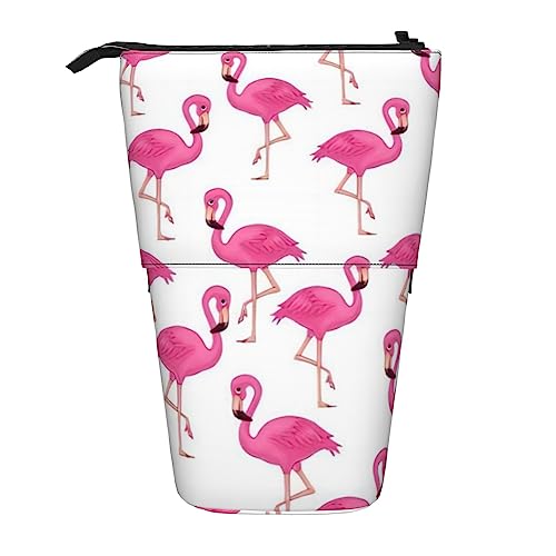 OPSREY Pizza Constellation Gedruckt Einziehbare Bleistift Fall Vertikale Organizer Schreibwaren Organizer Tragbare Reißverschluss Bleistift Beutel, Rosa Flamingo, Einheitsgröße, Münzbeutel von OPSREY