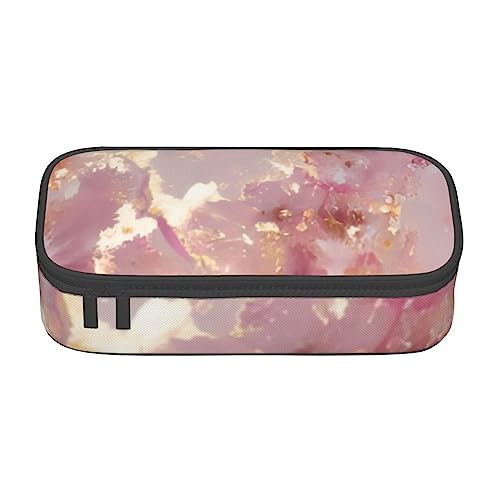 OPSREY Pizza Constellation Gedruckt Große Kapazität Bleistift Fall Schreibwaren Organizer Tragbare Bleistift Fall, Textur Marmor Rosa, Einheitsgröße, Münzbeutel von OPSREY