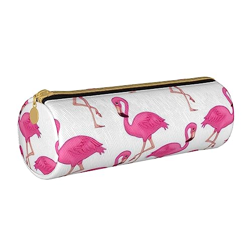 OPSREY Pizza Constellation Gedruckt Runde Leder Bleistift Fall Schreibwaren Organizer Tragbare Bleistift Fall, Rosa Flamingo, Einheitsgröße, Münzbeutel von OPSREY