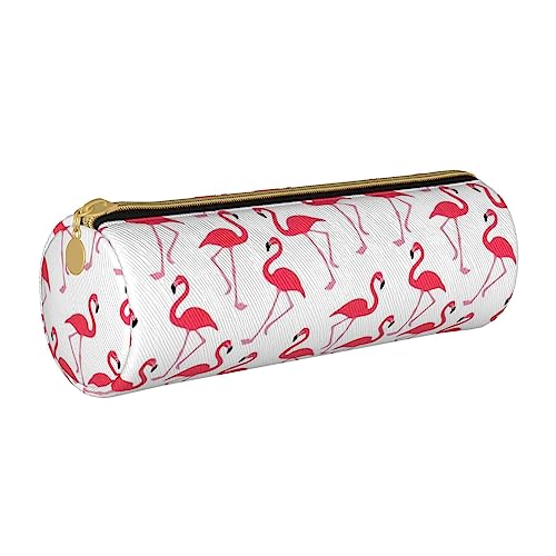 OPSREY Pizza Constellation Gedruckt Runde Leder Bleistift Fall Schreibwaren Organizer Tragbare Bleistift Fall, Rosa Flamingo-Muster, Einheitsgröße, Münzbeutel von OPSREY