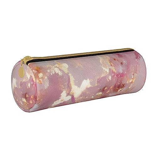 OPSREY Pizza Constellation Gedruckt Runde Leder Bleistift Fall Schreibwaren Organizer Tragbare Bleistift Fall, Textur Marmor Rosa, Einheitsgröße, Münzbeutel von OPSREY