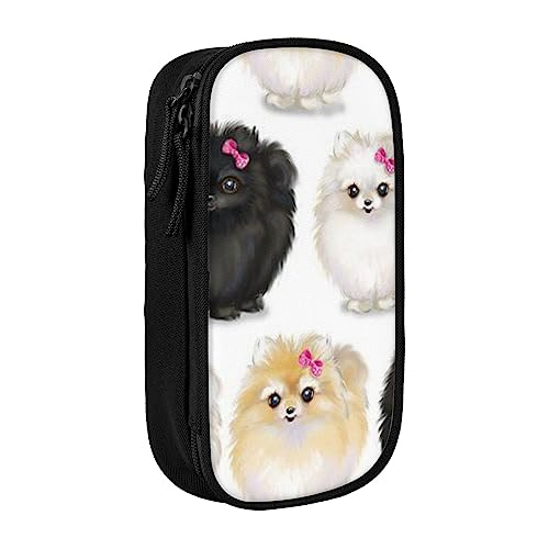 OPSREY Pomeranians Pattern printed Large capacity pencil case, pencil pouch, portable stationery bag, multifunctional organizer von OPSREY