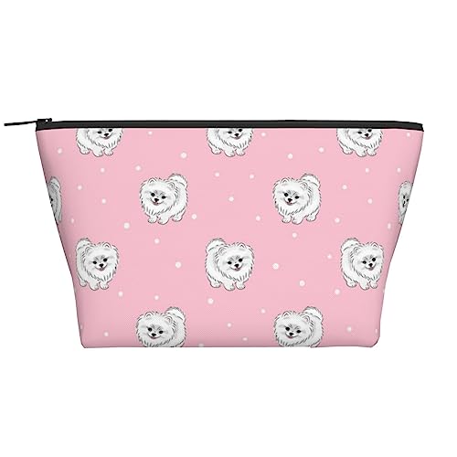 OPSREY Pomeranians Welpen und Punkt Druck Make-up Tasche Kosmetiktasche Tragbare Wasserdichte Reißverschluss Kulturbeutel Für Frauen Reisen, Schwarz, Einheitsgröße, Schwarz , Einheitsgröße von OPSREY