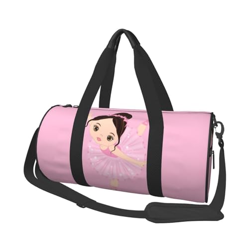 OPSREY Reisetasche mit Gänseblümchen-Motiv, großes Fassungsvermögen, runde Handtasche, Sport-Reisetasche, Little Ballerina, tanzendes Mädchen, Einheitsgröße von OPSREY