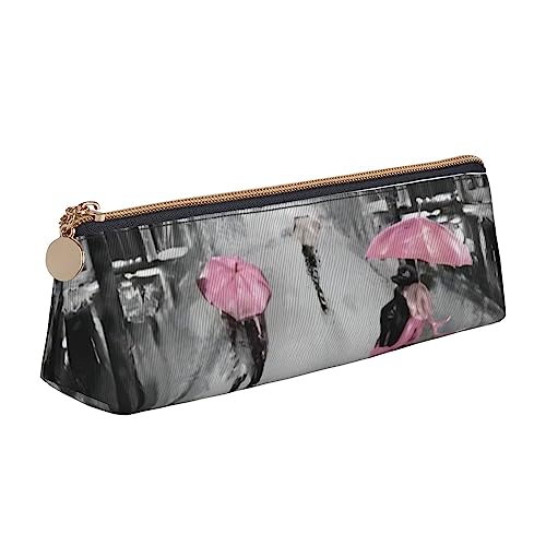 OPSREY Rosa Flamingo am Strand Gedruckt Dreieck Bleistift Tasche Reißverschluss Bleistift Tasche Schreibwaren Fall Tragbare Organizer, Paris Street Eiffelturm Pink Floral, Einheitsgröße, Münzbeutel von OPSREY