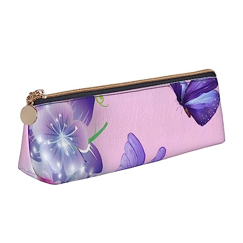 OPSREY Rosa Flamingo am Strand Gedruckt Dreieck Bleistift Tasche Reißverschluss Bleistift Tasche Schreibwaren Fall Tragbare Organizer, rosa Schmetterling (Pink Butterfly), Einheitsgröße, Münzbeutel von OPSREY