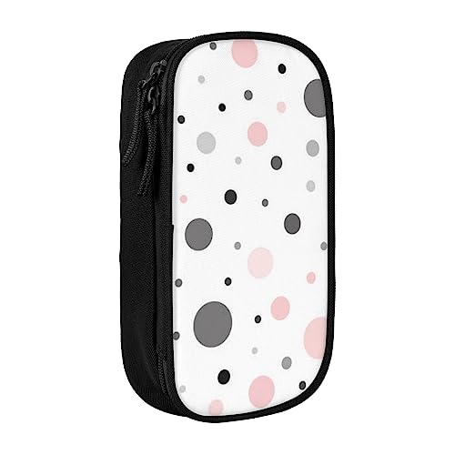 OPSREY Rosa Grau Weiß Modern Polka Dot Muster gedruckt Große Kapazität Bleistift Fall Bleistift Beutel Tragbare Schreibwaren Tasche Multifunktions Organizer von OPSREY