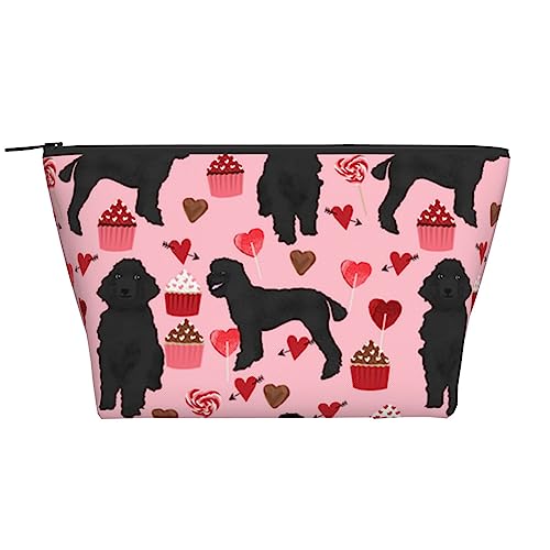 OPSREY Rosa Pudel Hunde Print Make-up Tasche Kosmetiktasche Tragbare Wasserdichte Reißverschluss Kulturbeutel Für Frauen Reisen, Schwarz, Einheitsgröße, Schwarz , Einheitsgröße von OPSREY